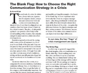 The Blank Flag:<br /> How to Choose the Right Communication Strategy in a Crisis